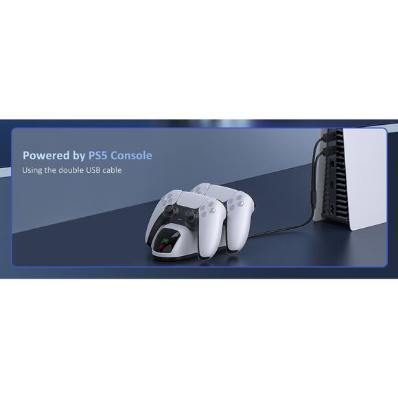 NexiGo Dual Charging Station Dock for PS5 DualSense Controller White for P-5 - Picture 5 of 8
